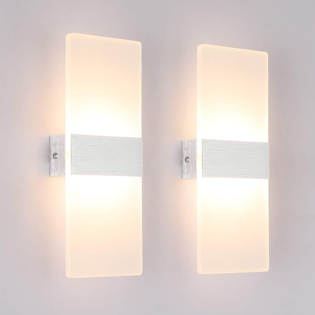Zestaw 2 wewnętrznych lamp ściennych LED 12 W, kreatywny design, dekoracja do sypialni, korytarza, salonu, pokoju hotelowego, ciepłe białe 3000