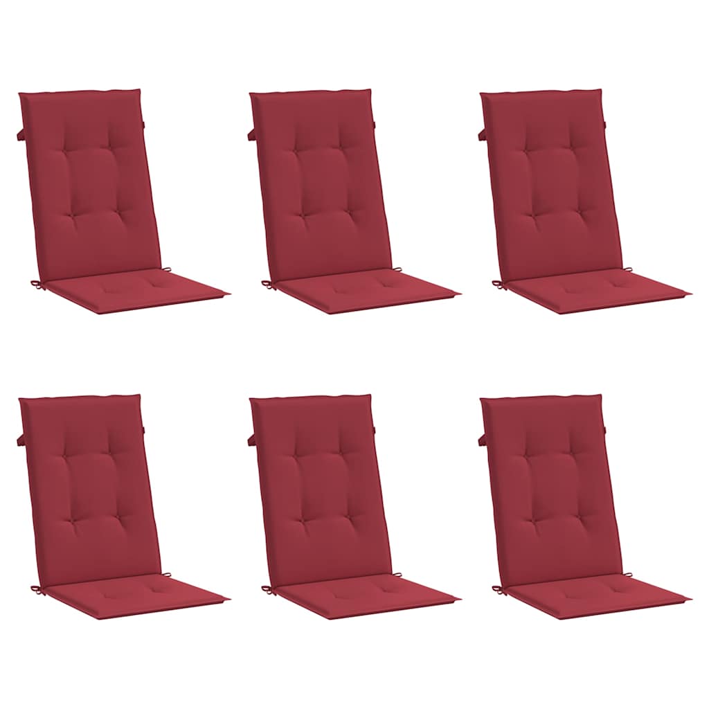 6x Poduszka Ogrodowa na Krzesło 50x120 cm Odporna na Wodę Winna Czerwień