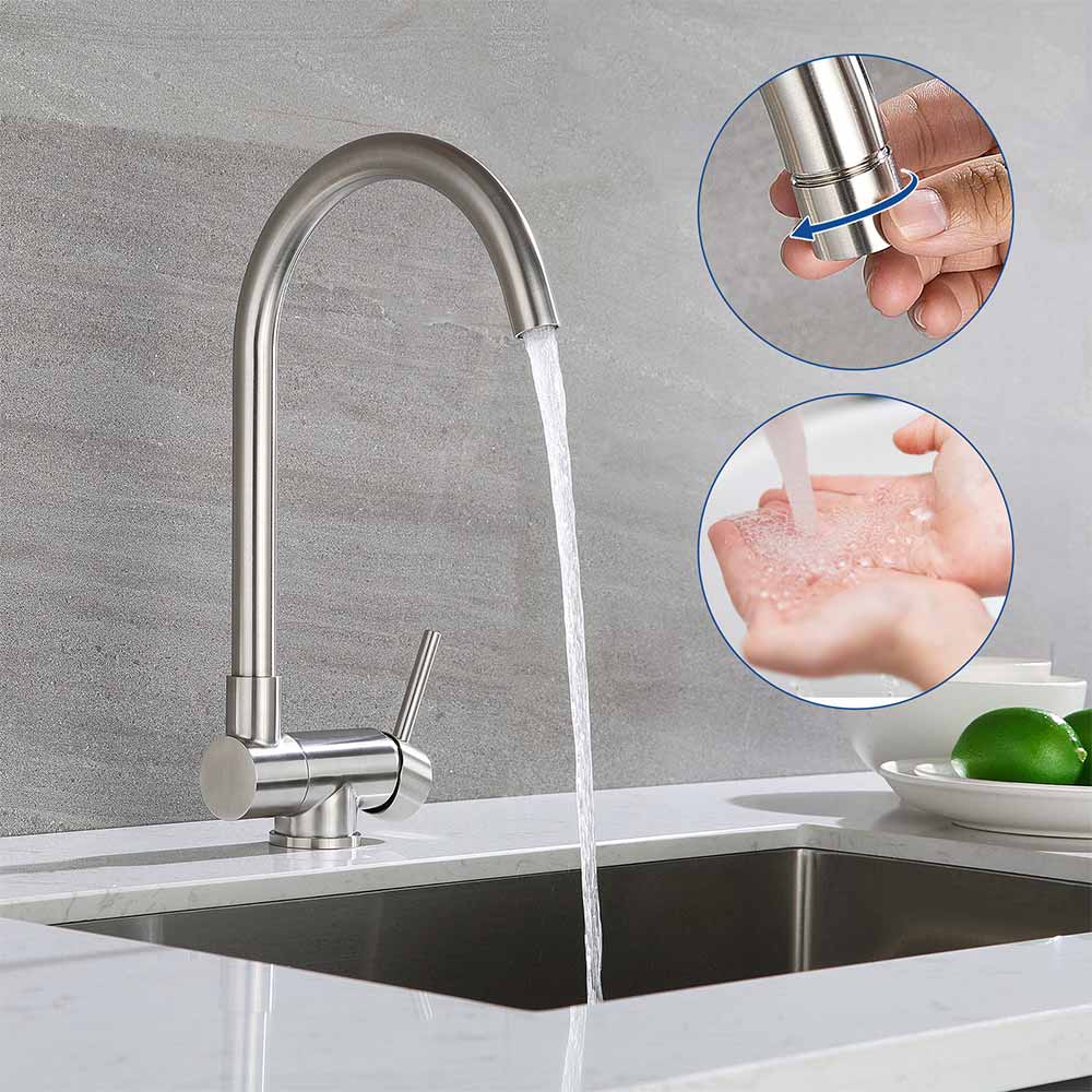 Robinet Cuisine Rabattable Mitigeur d'évier Inoxydable Brossé pour Évier contre fenêtre