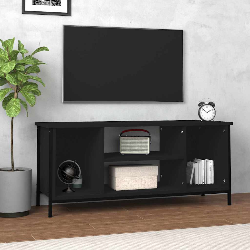 Szafka pod TV, czarna, 102x35x45 cm, materiał drewnopochodny