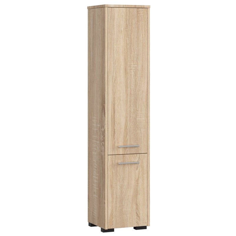 Słupek łazienkowy AKORD FIN Dąb Sonoma 30 cm 2 drzwi kolor Dąb Sonoma mat 5 półek 30x30x140 cm