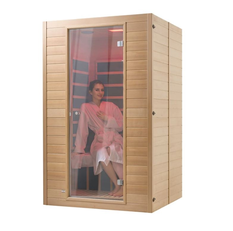 Sauna domowa na podczerwień dla 2 osób drewniana niskie EMF Bluetooth