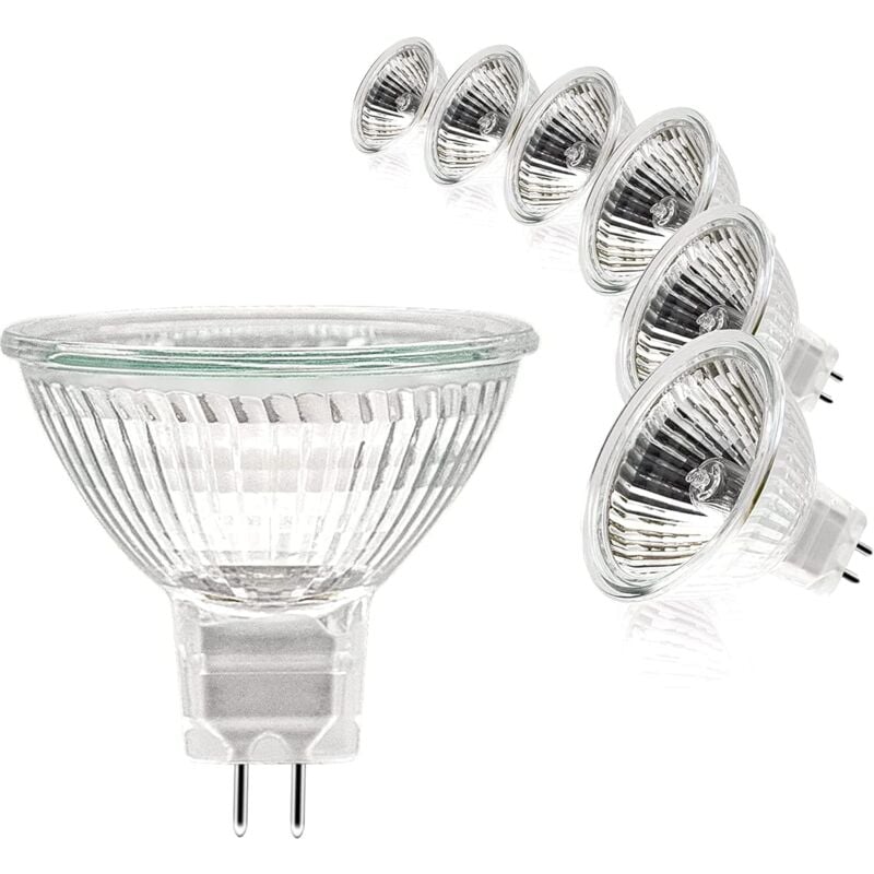Żarówki halogenowe MR16 12V - Zestaw 6 sztuk, 20W, biały ciepły 2700K, ściemnialne, idealne do plafonów, precyzyjne i ekonomiczne oświetlenie