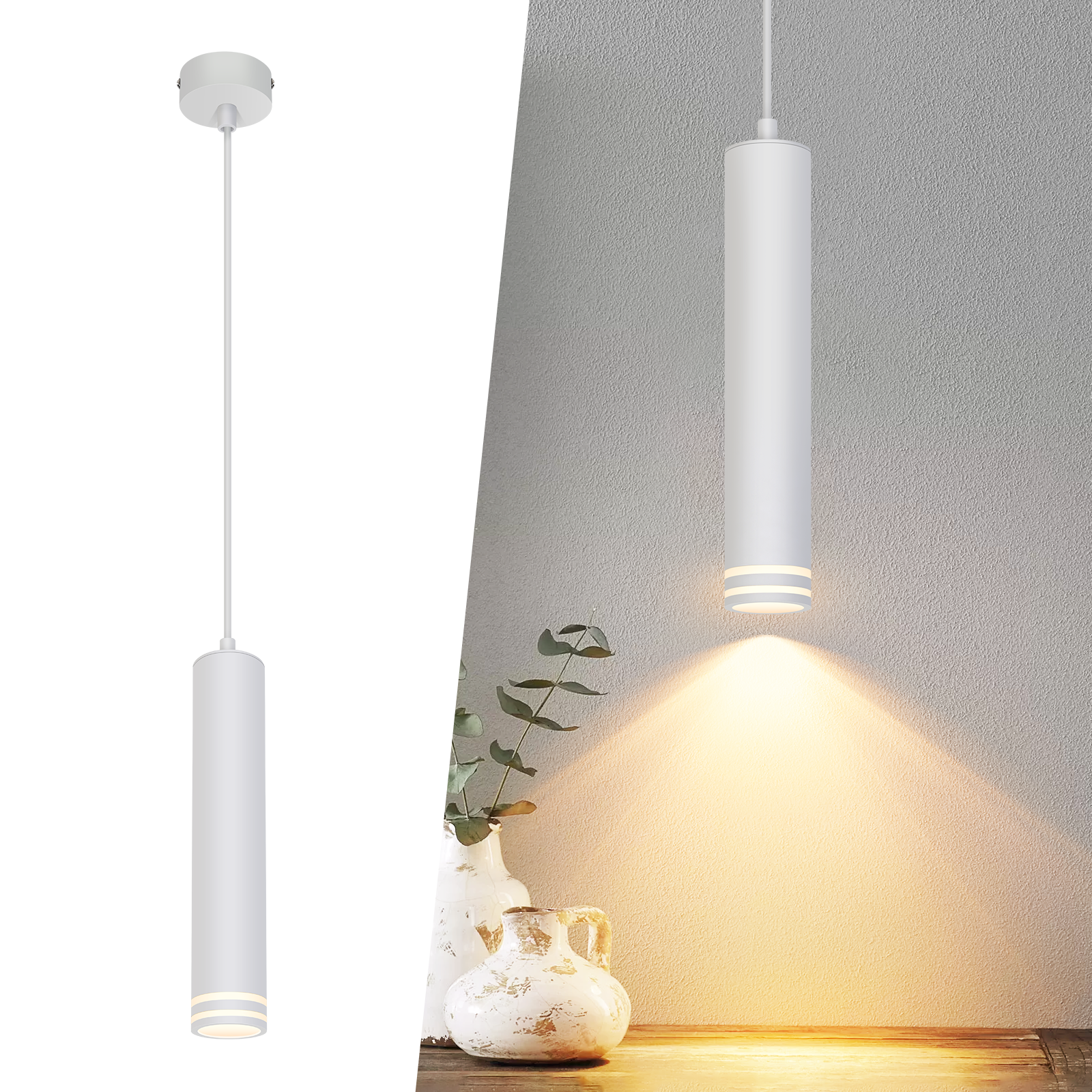 Lampa wisząca Nettlife GU10, cylindryczna, 1 żarówka, nowoczesna aluminiowa lampa wisząca, regulowana wysokość, czarna (żarówka nie jest dołączona)