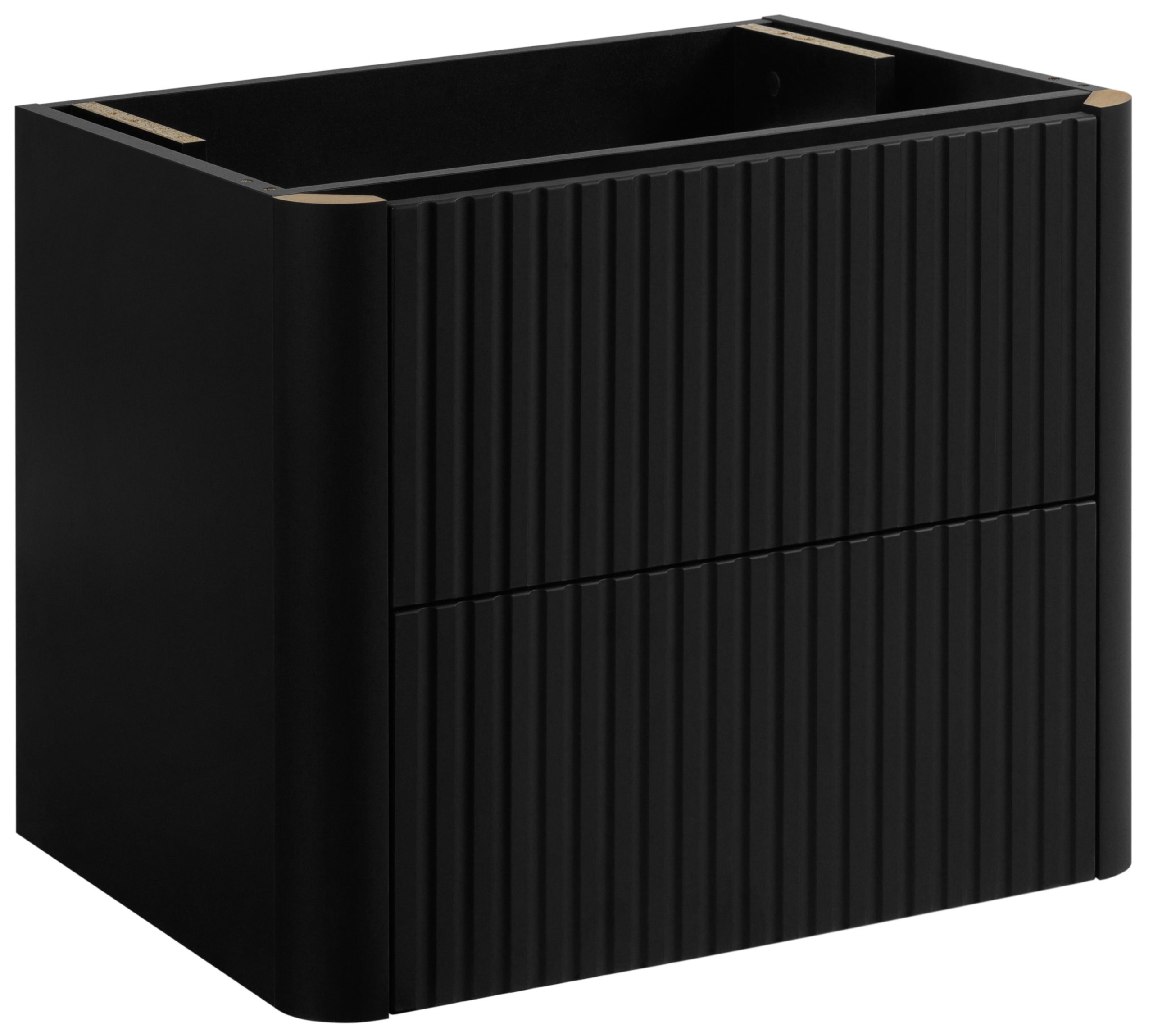 Szafka łazienkowa LINEA 60 cm czarna ryflowana wisząca Push to Open