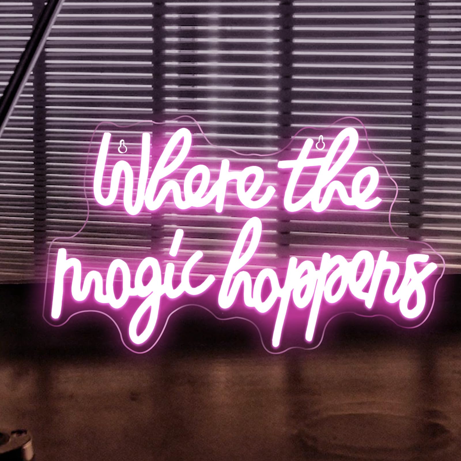 Neonowy panel Where The Magic Happens zasilany przez USB z podświetlanymi literami i słowami na ścianę lampka nocna dekoracji ślubnych urodzinowych