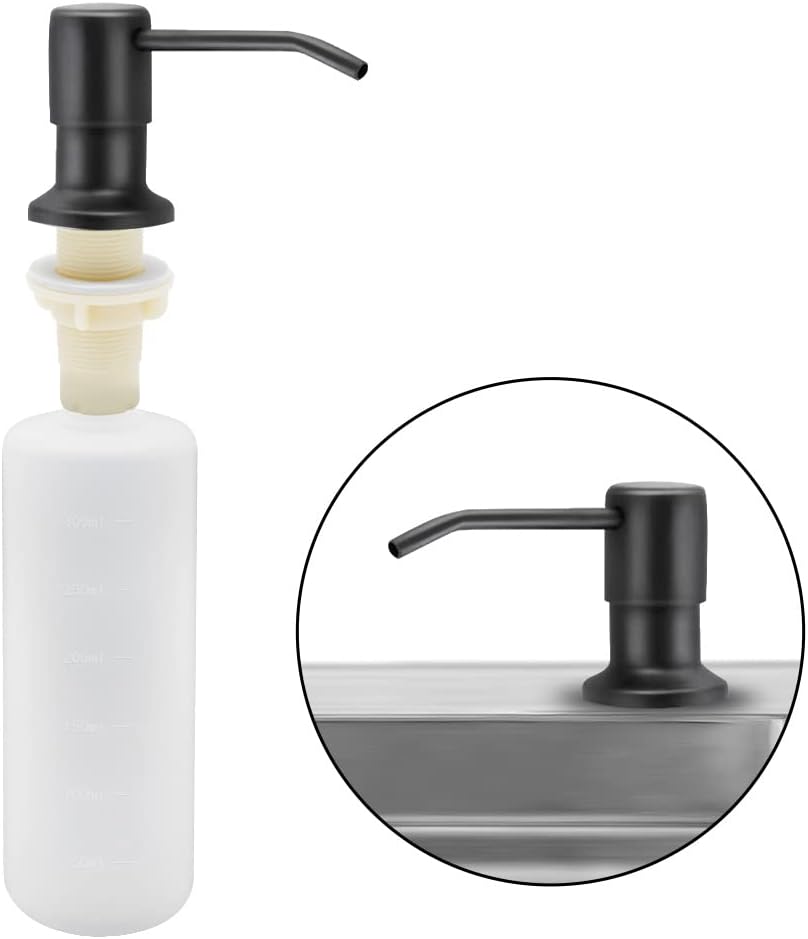 Dozownik mydła do zlewu kuchennego, zintegrowany dozownik detergentu ze stali nierdzewnej do kuchni 350 ML, dozownik mydła wielokrotnego napełniania.