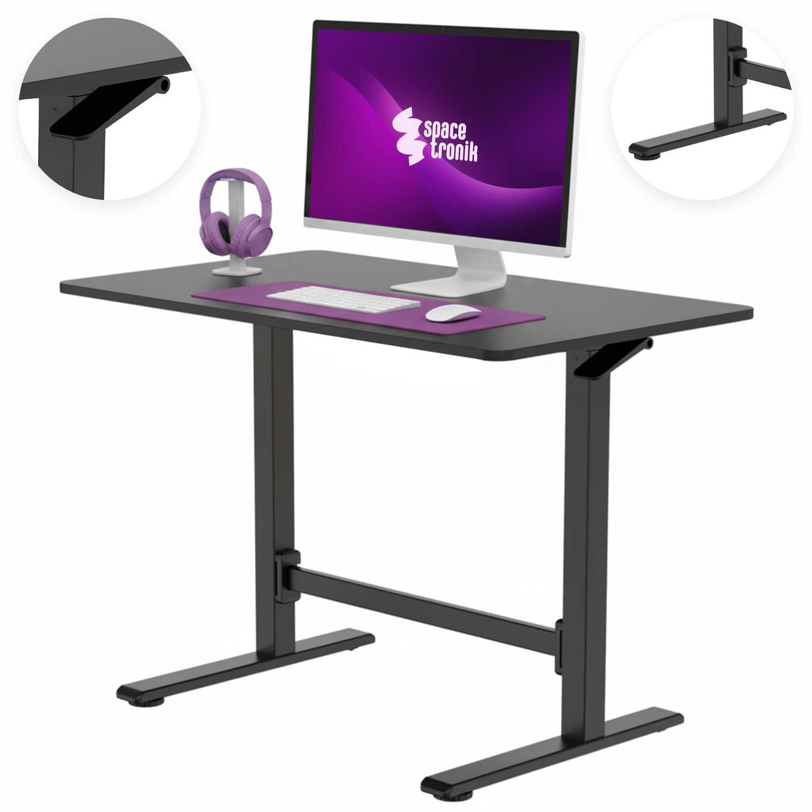 Biurko Regulowane Manualnie Spacetronik MORIS Mini SPEO101 100x60 Czarne