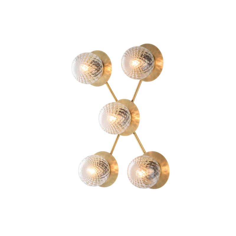 Plafoniera in ferro bronzato spazzolato 5 luci H.17 - L.62 x 42