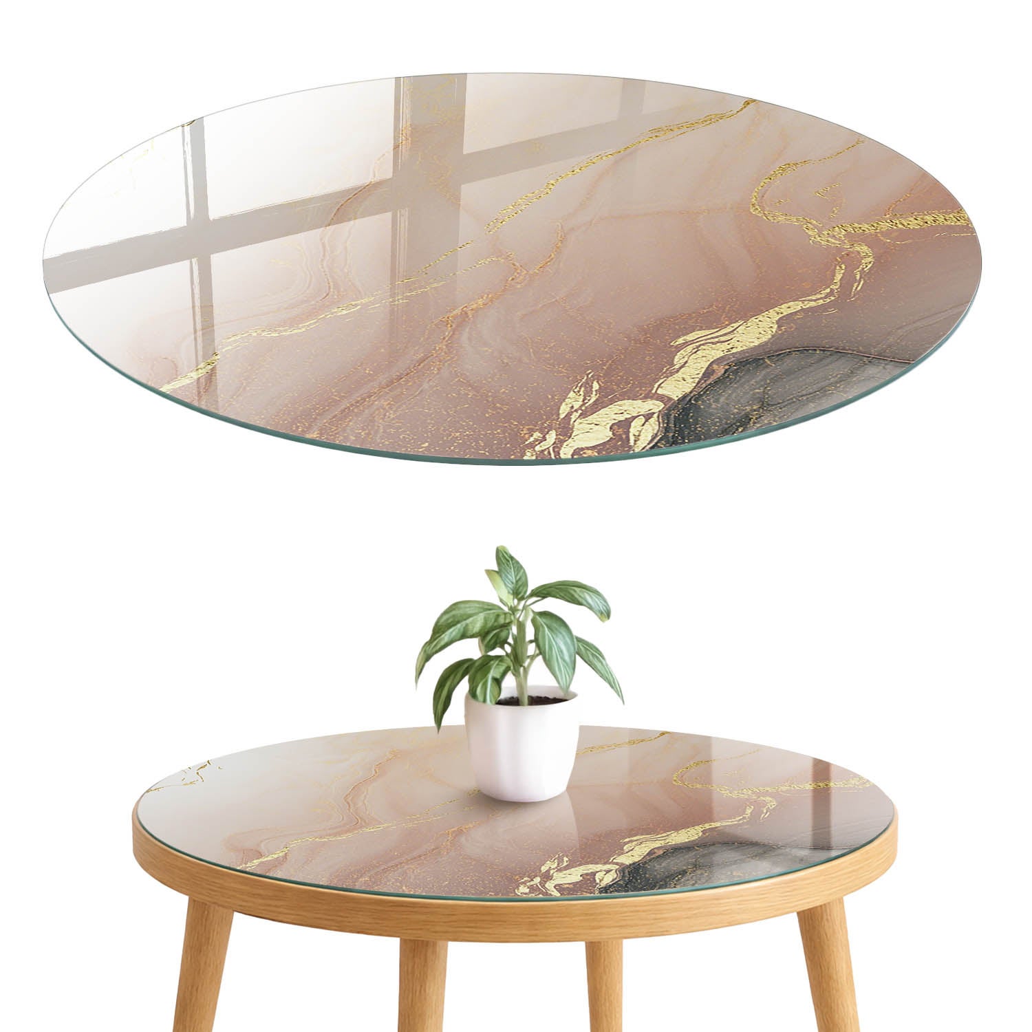Blat szklany z grafiką i nadrukiem 4 mm - ochrona, dekoracja i metamorfoza mebli fi50 cm Abstrakcyjna elegancja