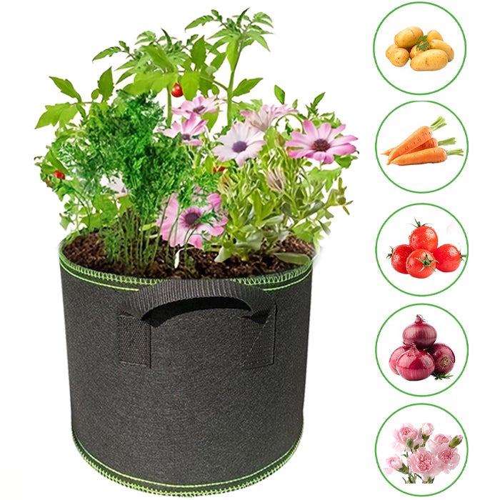 Worek do uprawy warzyw/kwiatów/roślin o pojemności 5 galonów, oddychający worek z tkaniny z uchwytami, 1 wytrzymały worek do uprawy roślin, 30x25 cm