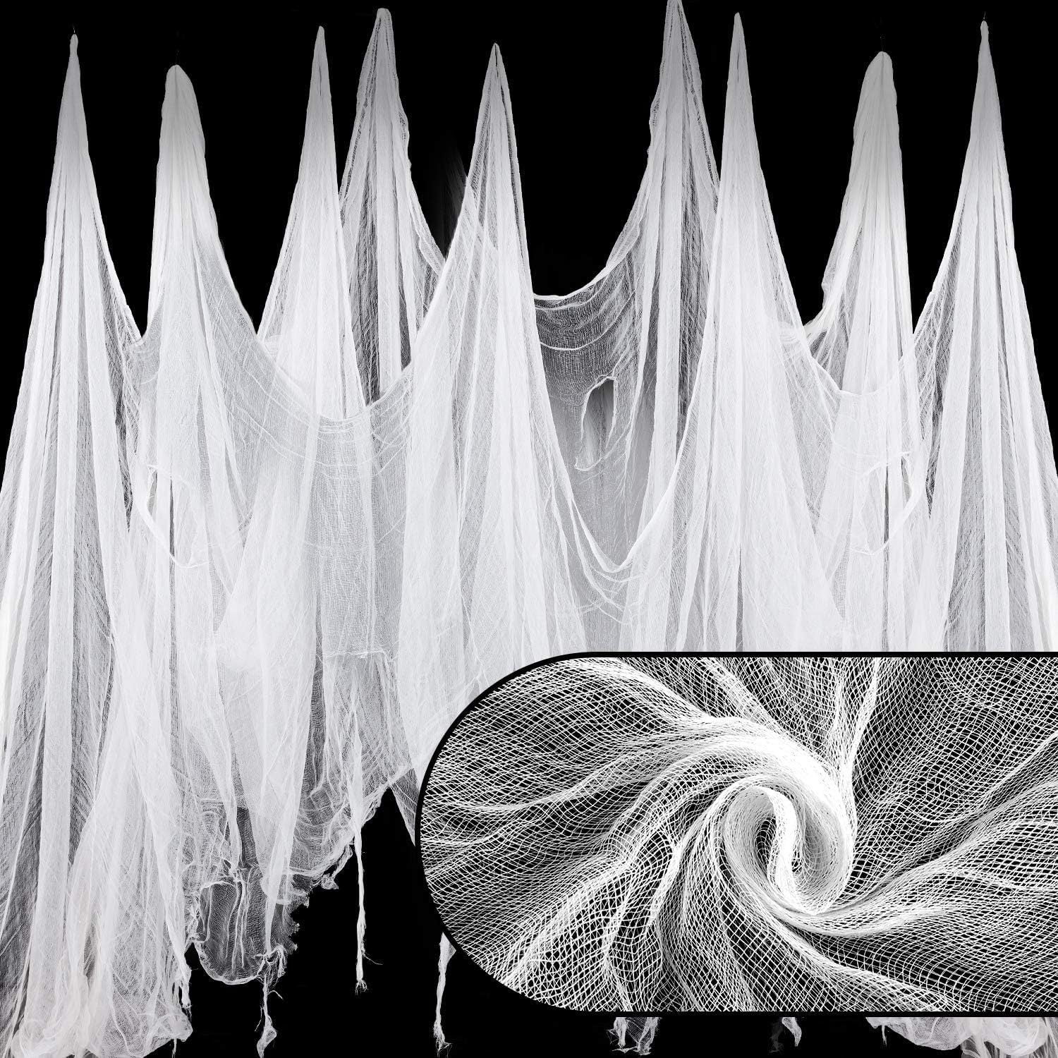 Dekoracyjna zasłona z siateczki – czarna 215 x 500 cm – Tkanina dekoracyjna na Halloween – Dekoracyjna siatka do zawieszenia na Halloween