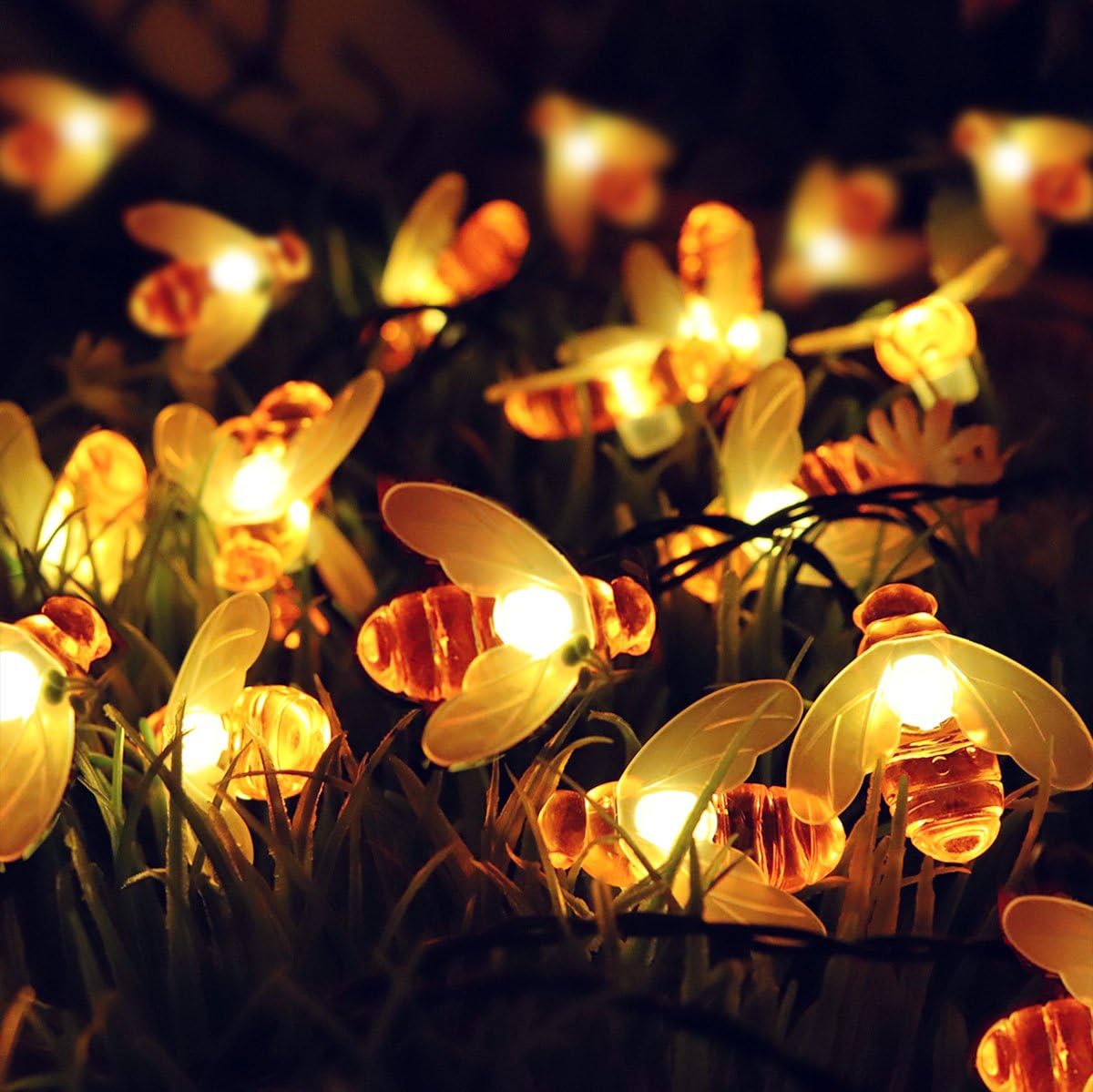5-metrowe lampki solarne Honey, 20 diod LED, wodoodporne, idealne na ogrodzenia, trawniki, do ogrodów, na imprezy i wesela, ciepłe światło