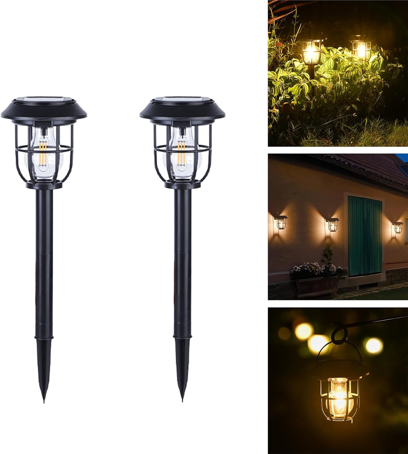 Lampy solarne do oświetlenia ścieżki (zestaw 2 szt.) z czujnikiem ruchu, wodoodporne IP65, 120 lumenów, 3 poziomy oświetlenia.