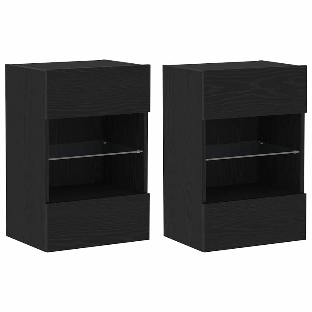 Zestaw szafek RTV 2 pcs Czarny Drewno inżynieryjne