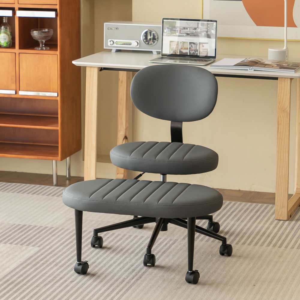 Ergonomiczny fotel biurowy z aksamitu ze zintegrowanym podnóżkiem, obrotowy 360°, regulowany