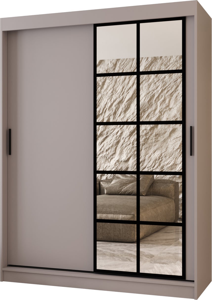 Szafa przesuwna z lustrem ORLANDO 150 x 62 x 200 kaszmir + u. czarny