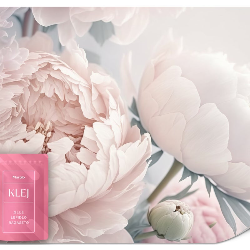 FOTOTAPETA DO SYPIALNI JASNE PEONIE PIWONIE KWIATY NATURA STYL BOHO 450x315