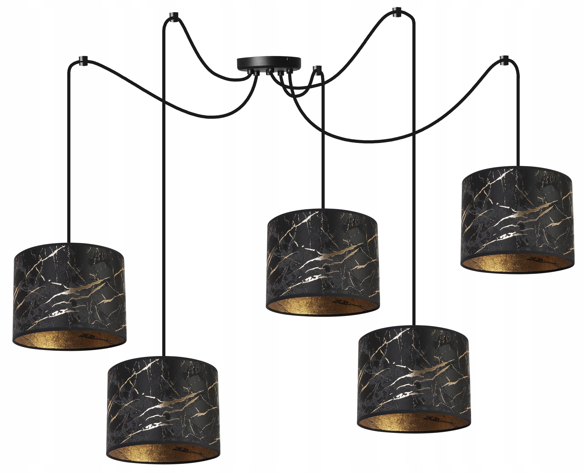 Lampa sufitowa wisząca Light Home LH Pająk Werona 5x E27 60W czarny/złoty