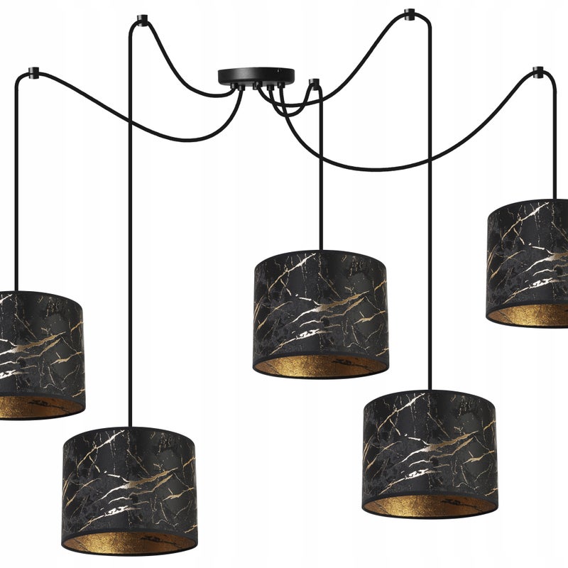 Lampa sufitowa wisząca Light Home LH Pająk Werona 5x E27 60W czarny/złoty