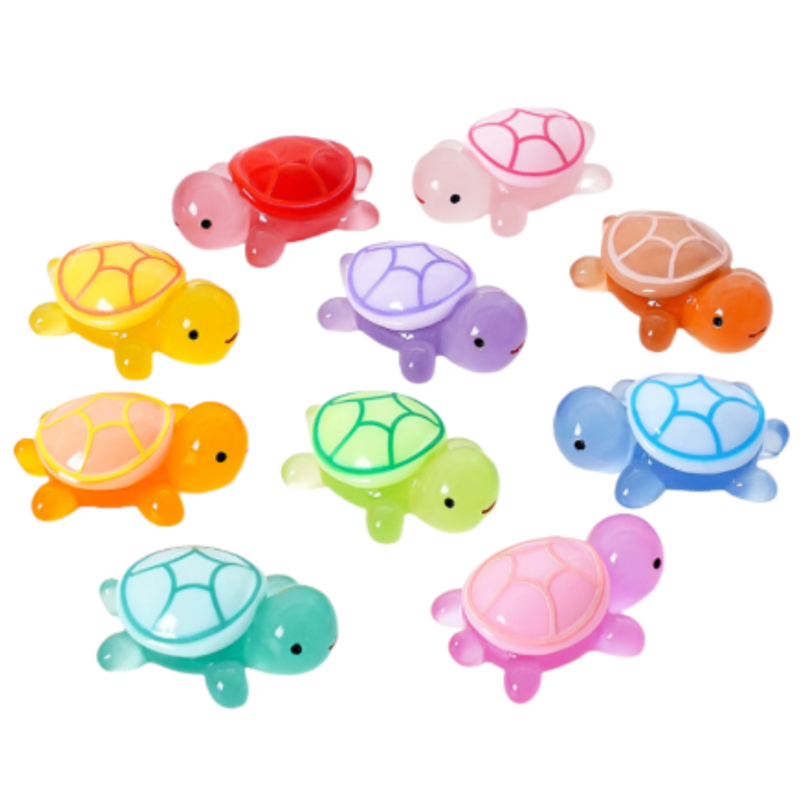 10 opakowania świecących żółwi z kreskówek 2.7cm, ozdoby DIY