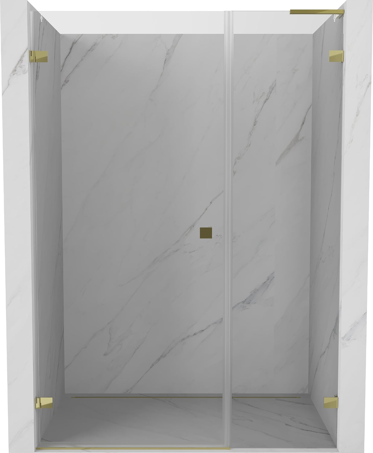 Mexen Lunar-B L drzwi prysznicowe uchylne lewe 135 cm, transparent, złote - 832SL-135-050-50-00-L