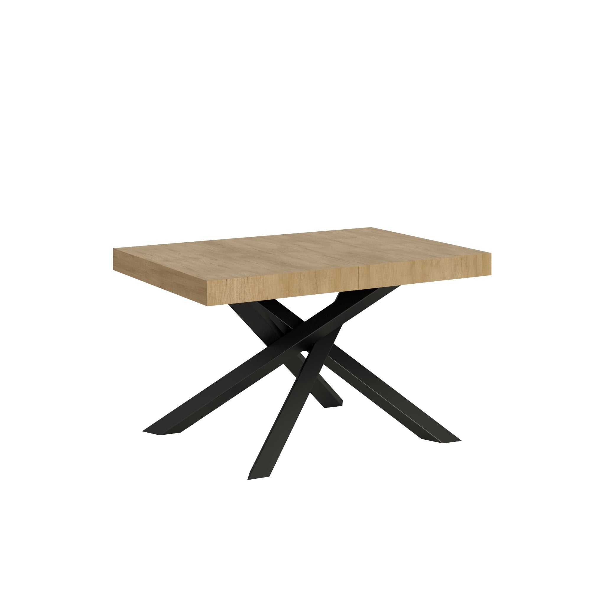 Mesa VOLANTIS de 90x140/244 cm, diseño contemporáneo, estructura color antracita, roble natural.