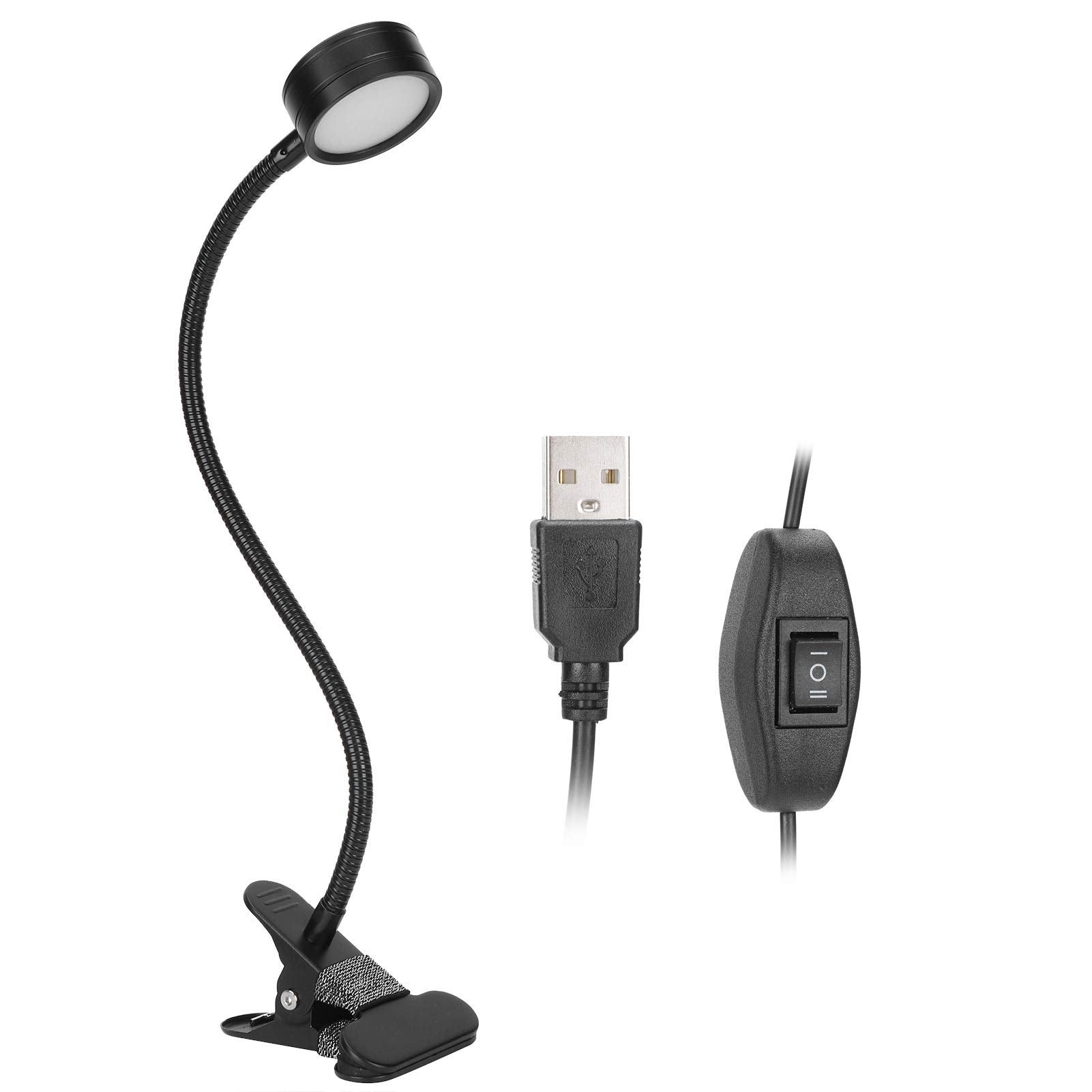 Lampa biurkowa USB z regulacją kąta 360°, lampa z gęsią szyją i klipsem do czytania, biura, sypialni