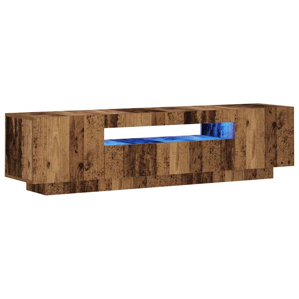 Szafka pod TV z oświetleniem LED, stare drewno, 160x35x40 cm