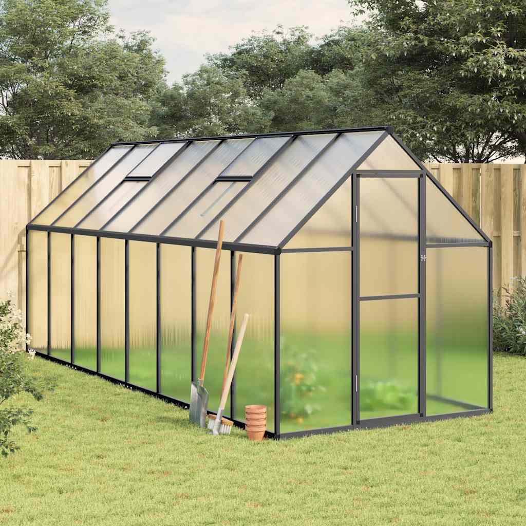 Szklarnia z ramą, antracytowa, 445x169x195 cm, aluminiowa vidaXL