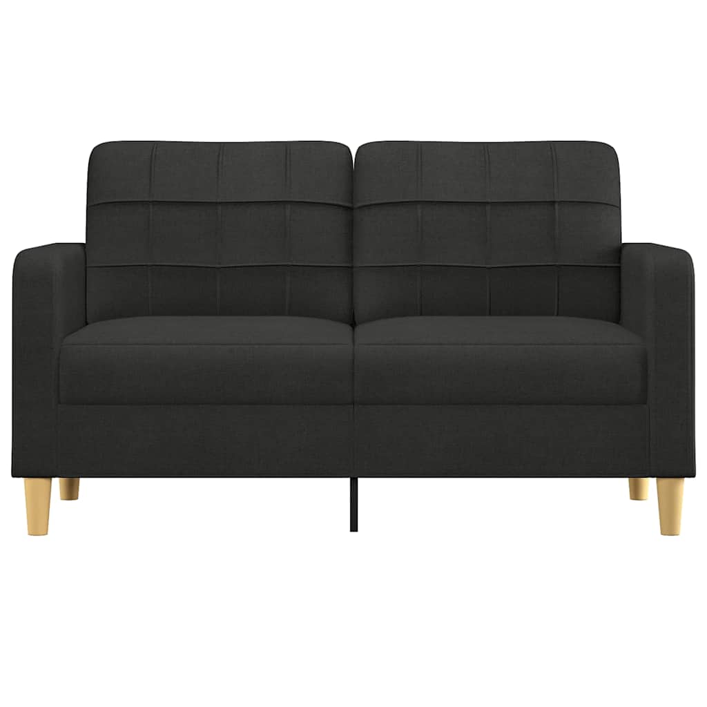 Sofa 2-osobowa, czarna, 140 cm, tapicerowana tkaniną