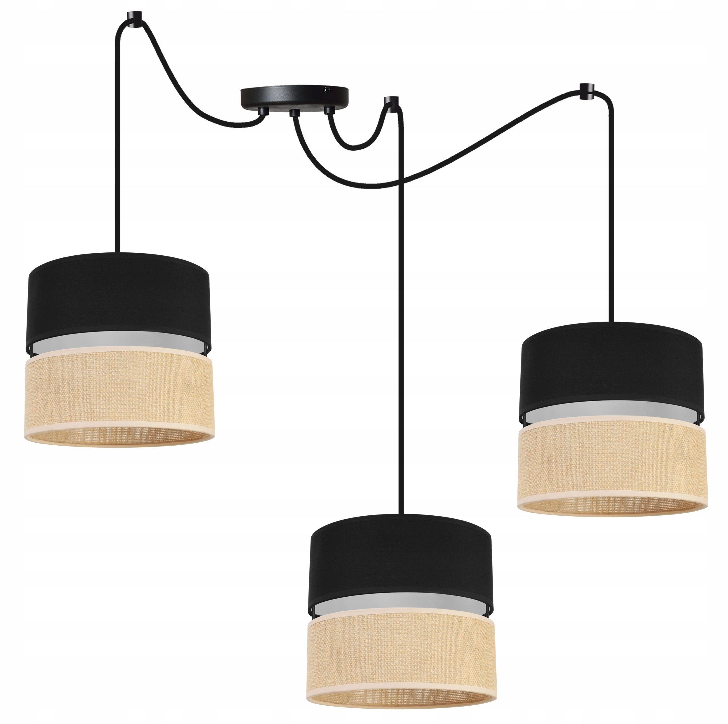 Lampa sufitowa wisząca Light Home LH Juta Pająk 3x E27 60W abażur 20cm tkanina czarny