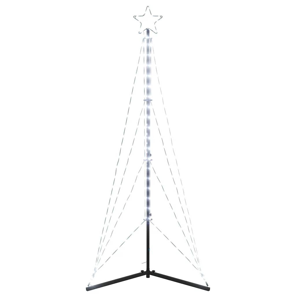 Choinka LED Zewnętrzna 182 cm Zimna Biel USB z Gwiazdą i Podstawą