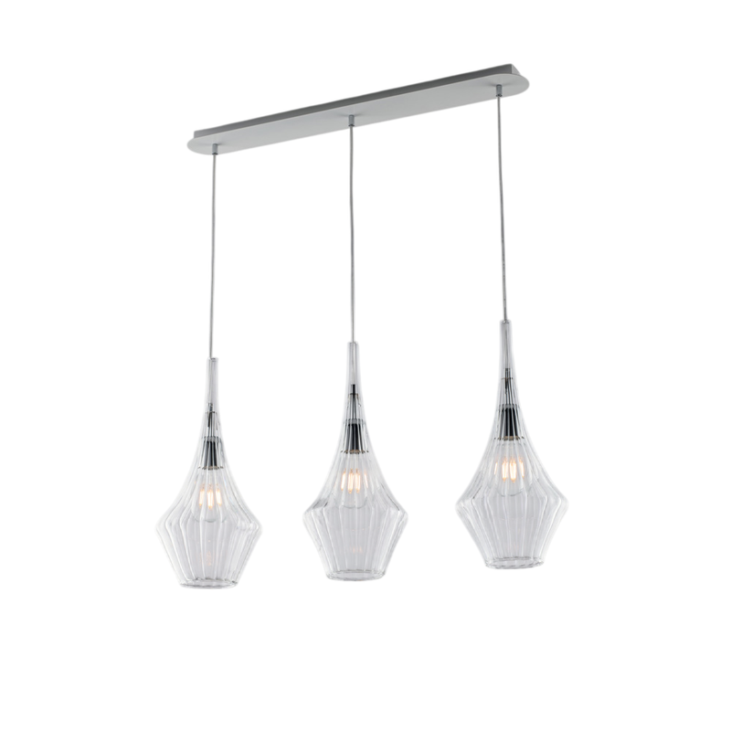 Binario in ferro con vetri trasparente pyrex 3 luci H.49 - MAX 149 - L.75 X 10