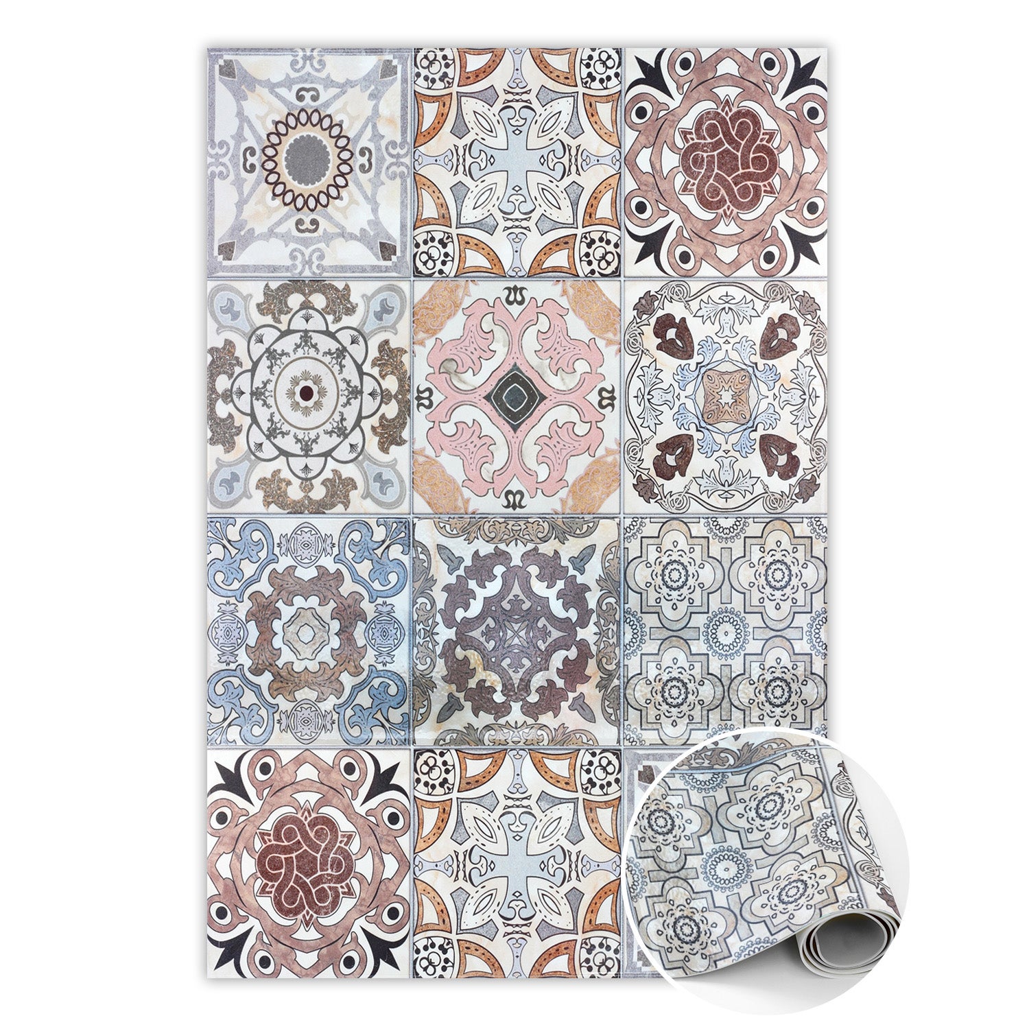 Dywan PCV portugalskie kafle, mata winylowa dekoracyjna do pokoju 60x90 cm – Tulup