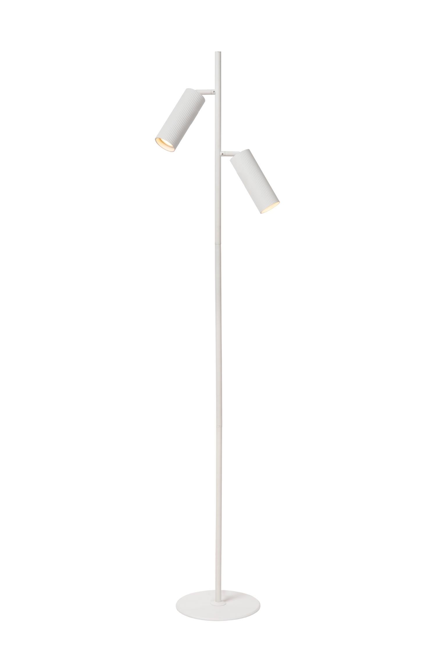 Lampa stojąca podłogowa nowoczesna biała ryflowane reflektorki 2xGU10 40W CLUBS Lucide