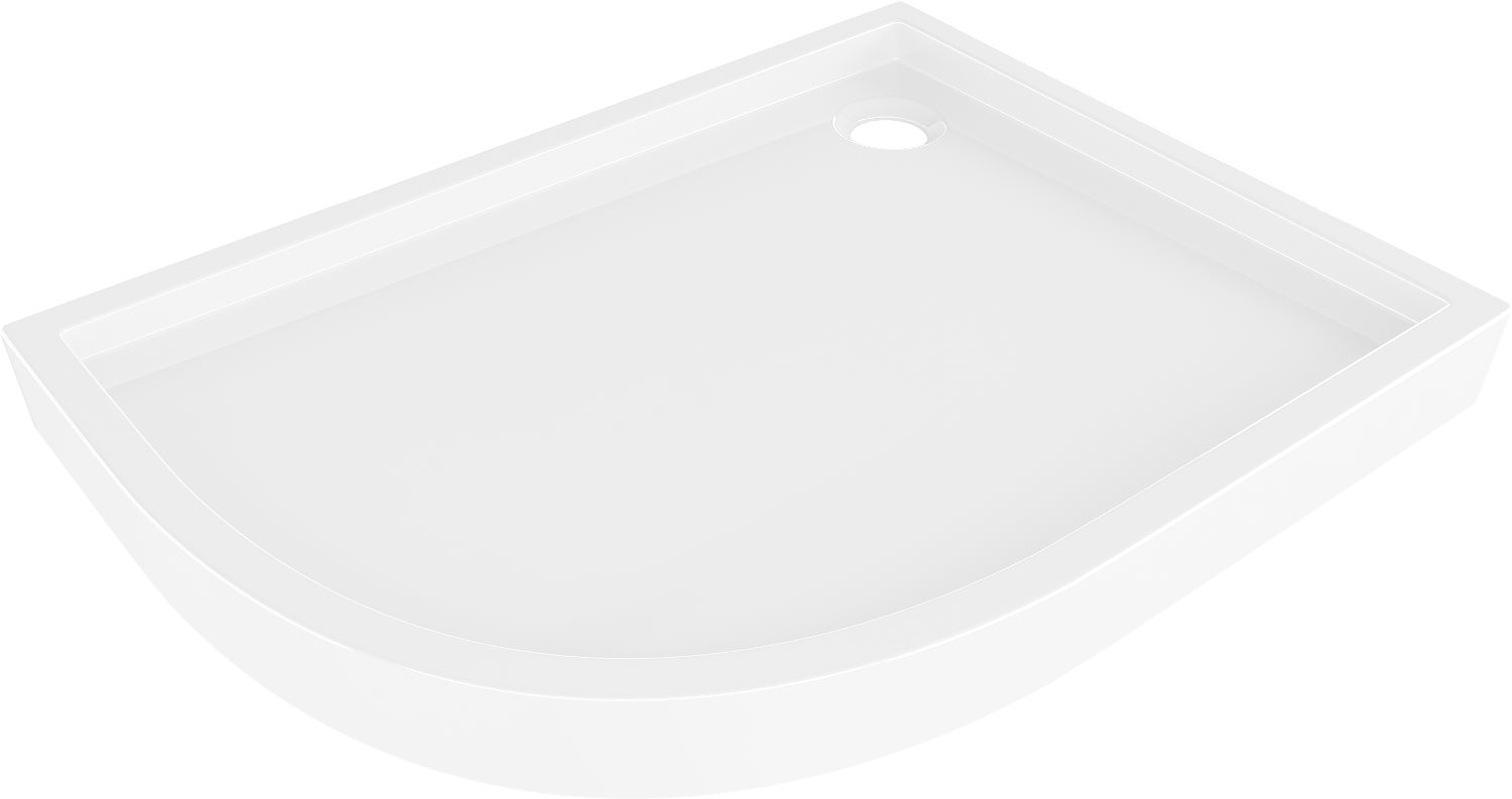 Mexen Flow+ brodzik półokrągły asymetryczny prawy 100 x 80 cm, biały połysk - 46Q108010RH