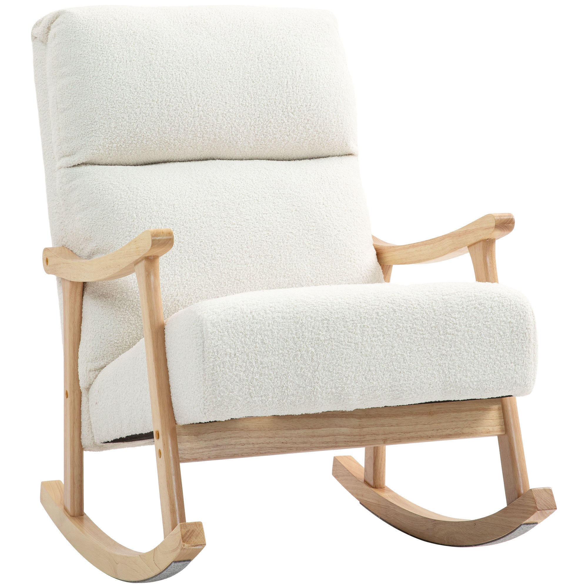 Fotel bujany, tapicerka z tkaniny o fakturze aksamitu, ergonomiczne oparcie, nośność 120 kg, 65 szer. x 90 gł. x 98 wys. cm, kolor kremowo-biały