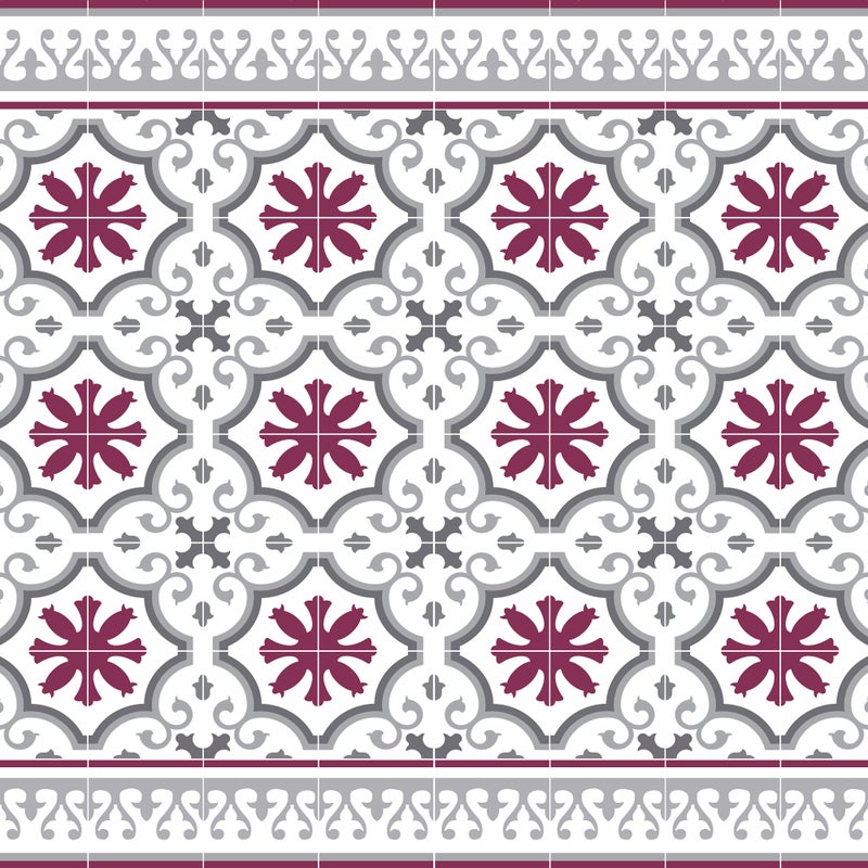 Dywan winylowy CLOÉ 100x133 cm - antypoślizgowy PVC, winylowy do kuchni lub salonu, zmywalny, styl hydrauliczny