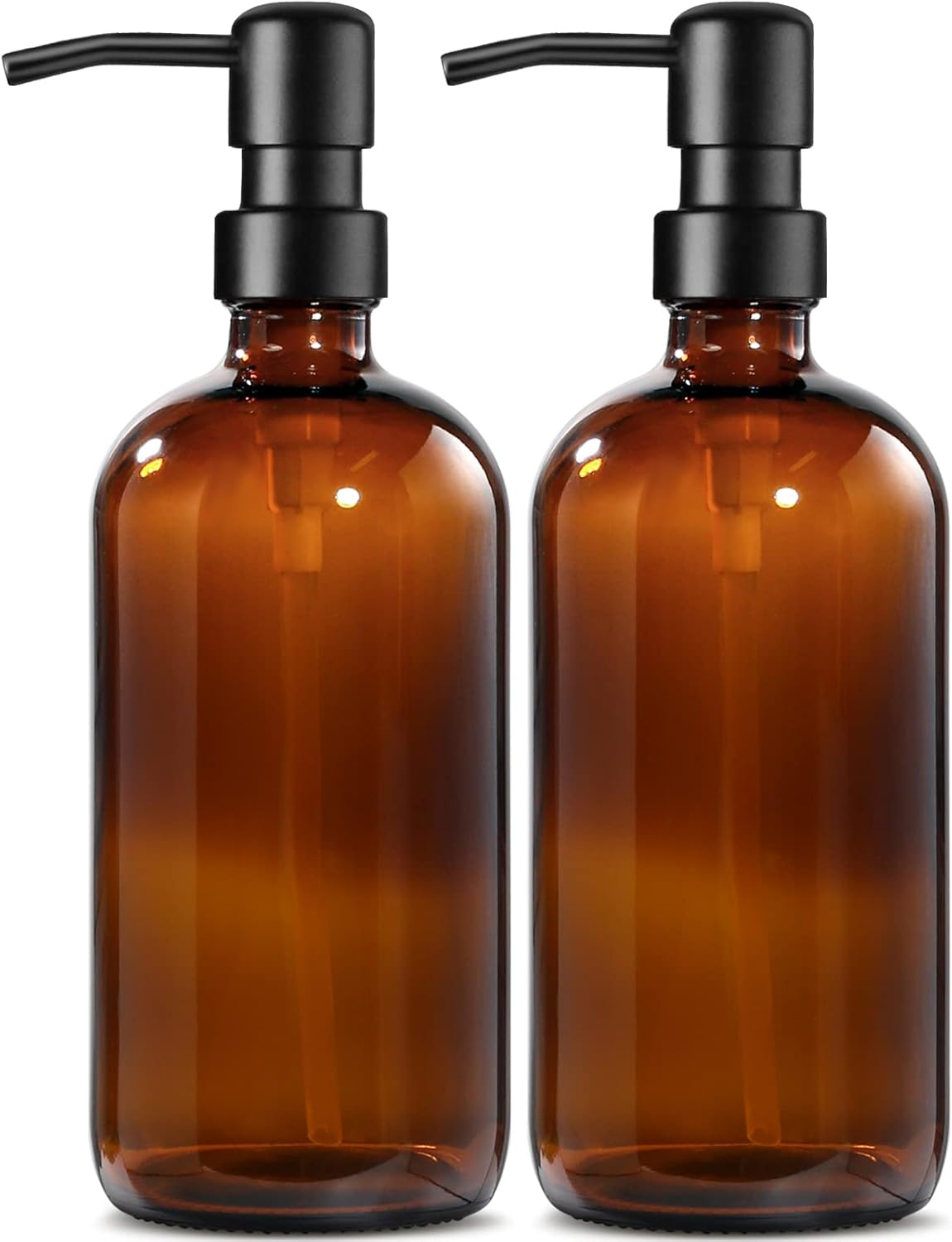 Dozownik mydła z przydymionego szkła z gładką pompką ze stali nierdzewnej, 500 ml dozownik mydła w płynie z etykietami, wielokrotnego napełniania