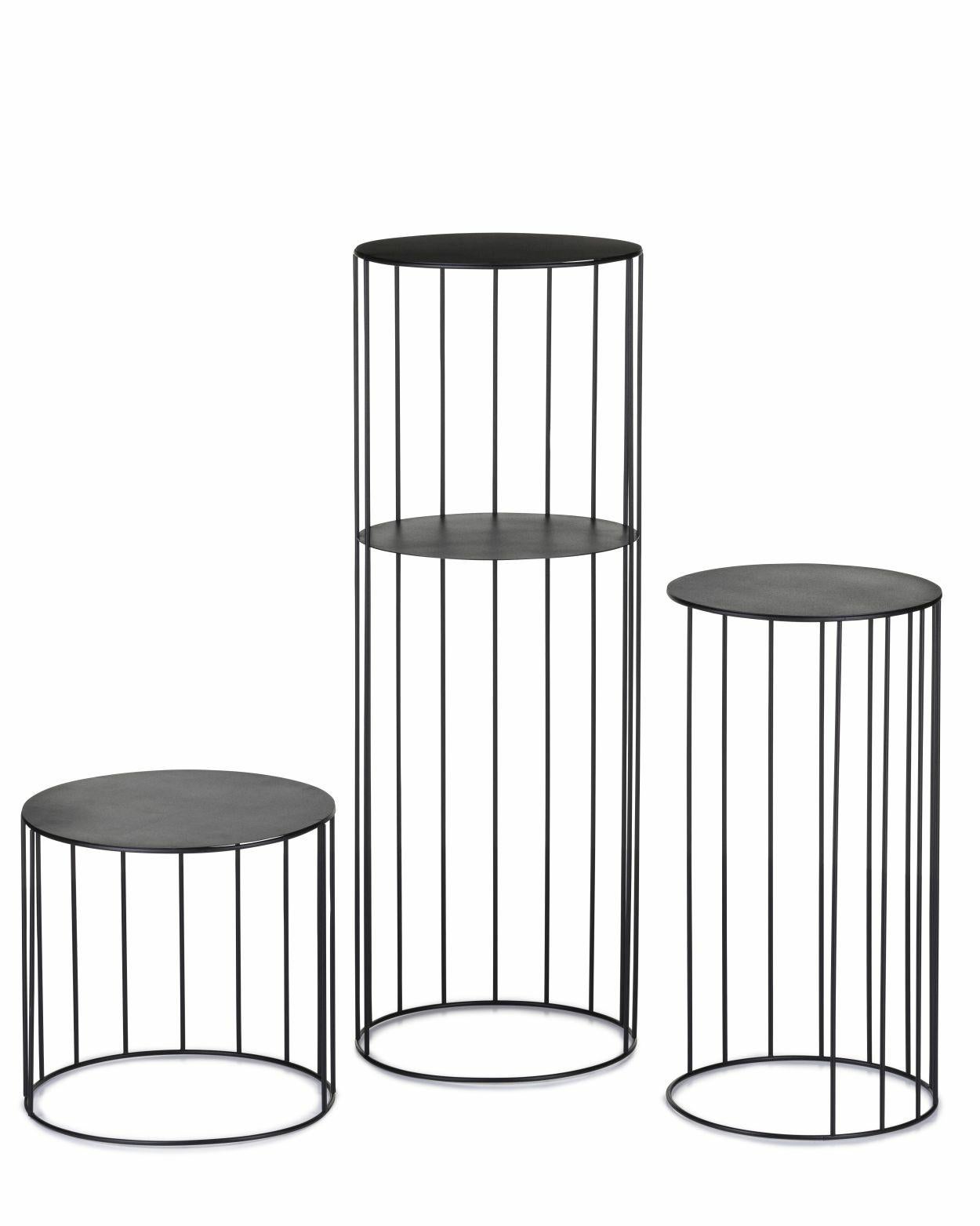 Kwietnik HowHomely zestaw 3 szt. metalowy loft czarny 80x28x28 cm