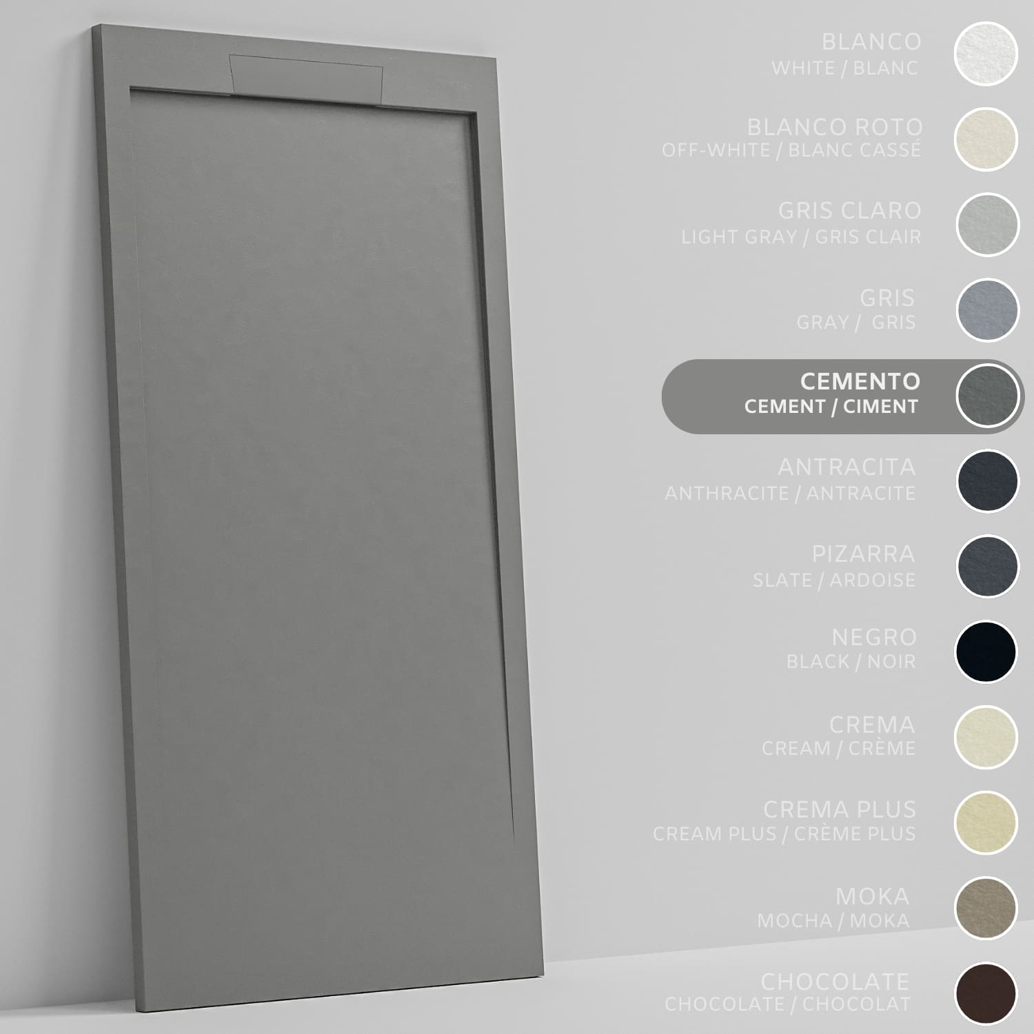 SOULHOME Brodzik prysznicowy– Żywica– Gel Coat– Gładka/Kamienna tekstura – Antypoślizgowy – cementowoszary- 170x90- Niski 3cm– Elegancki SAME