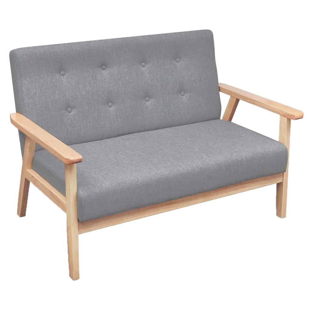 Sofa 2-osobowa, tapicerowana tkaniną, jasnoszara