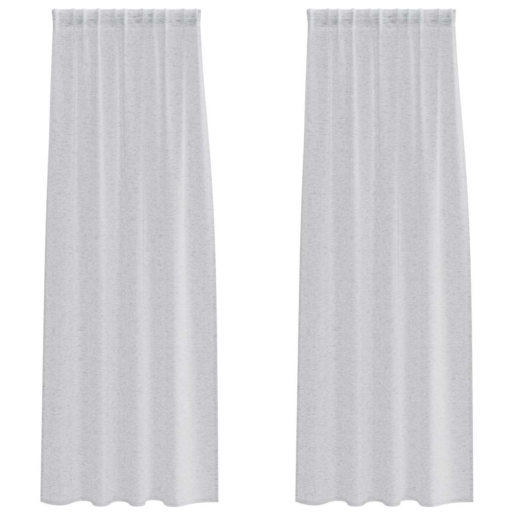 Firany Voile 2 pcs Jasnoszary 225 x 140 cm Poliester