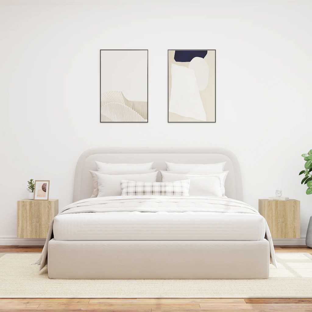 Ścienne szafki TV z LED, 2 szt., dąb sonoma, 40,5x35x40 cm