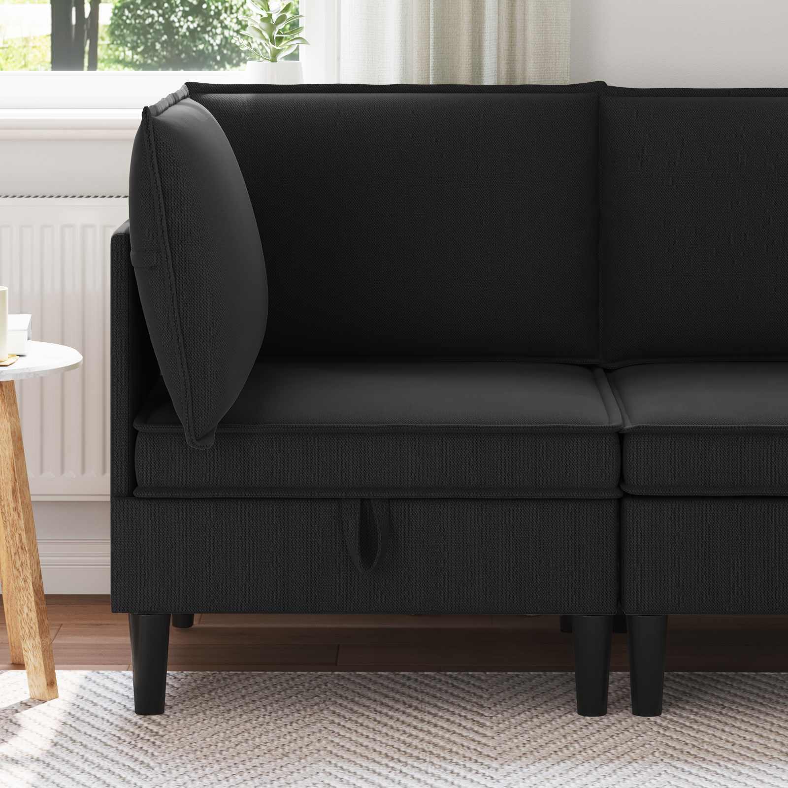 Rogowa Sofa z Przechowywaniem Czarny Welur vidaXL