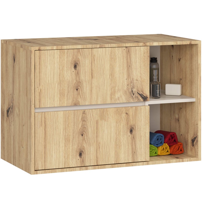 Szafka łazienkowa pod umywalkę AKORD VAMI Dąb Artisan, Kaszmir 90 cm 2 szuflady 2 półki 90x60x45,5 cm