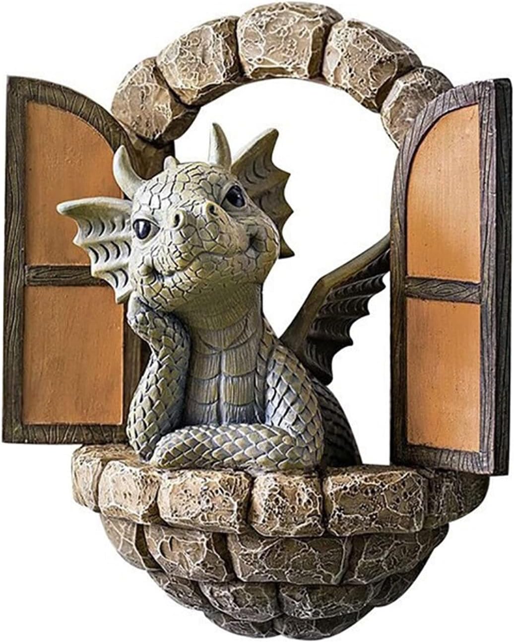 Dekoracja ścienna smoka, wodoodporna figurka z żywicy na dziedziniec/ogród/patio/ścianę, rzeźba smoka