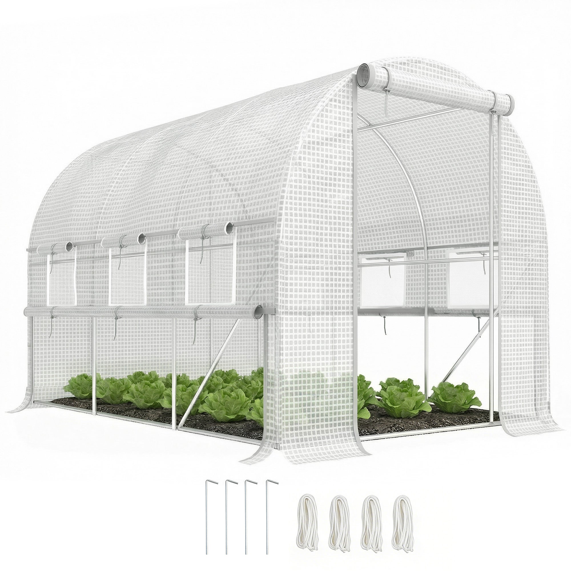 wejściowy tunel foliowy szklarnia zielony domek z zwijany Sidewalls, odporny na UV PE pokrowiec, 3 x 2 x 2m, biały
