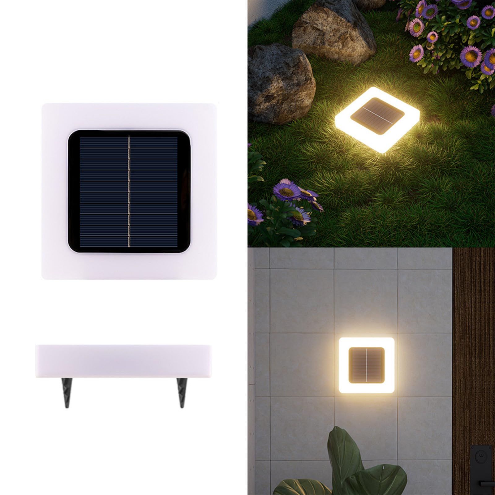 2 Lampy solarne do alejek – Wodoszczelne oświetlenie zewnętrzne – Lampki schodowe lub do zabudowy – Oświetlenie krajobrazu do ogrodu – Ciepłe światło